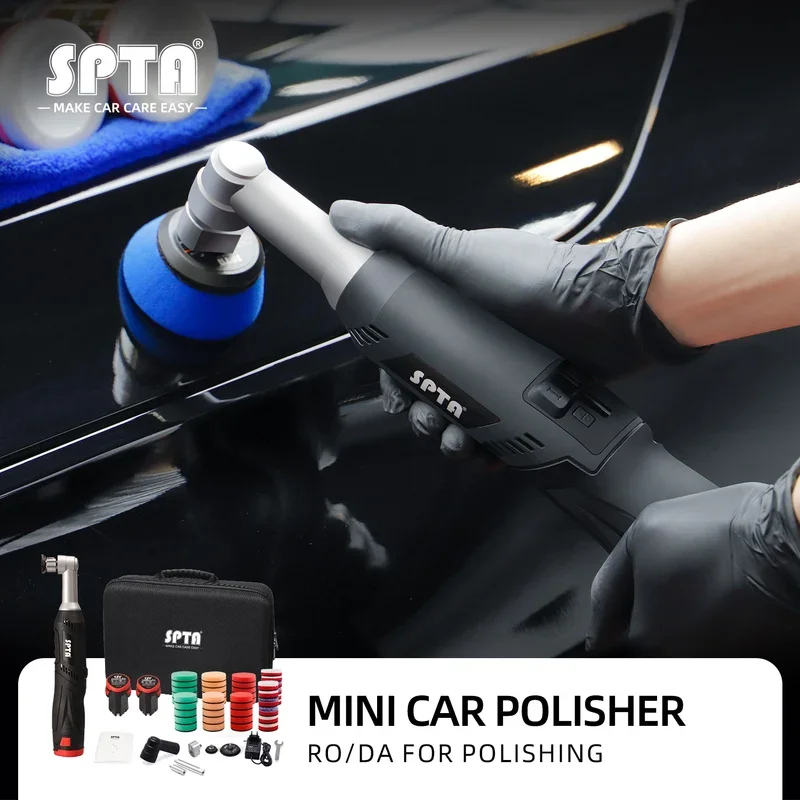 Cordless Car Polisher Machine Set 12V Battery Polishing Wax Adjustable Speed DA Rotary Tool with Detail Sponge Wool Pads