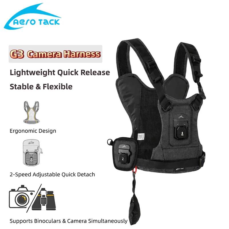 G3 Dual Camera Photography Vest Arca Type Quick Release Shoulder Strap Telephoto Lens Mount Harness for DSLR Mirrorless Camera