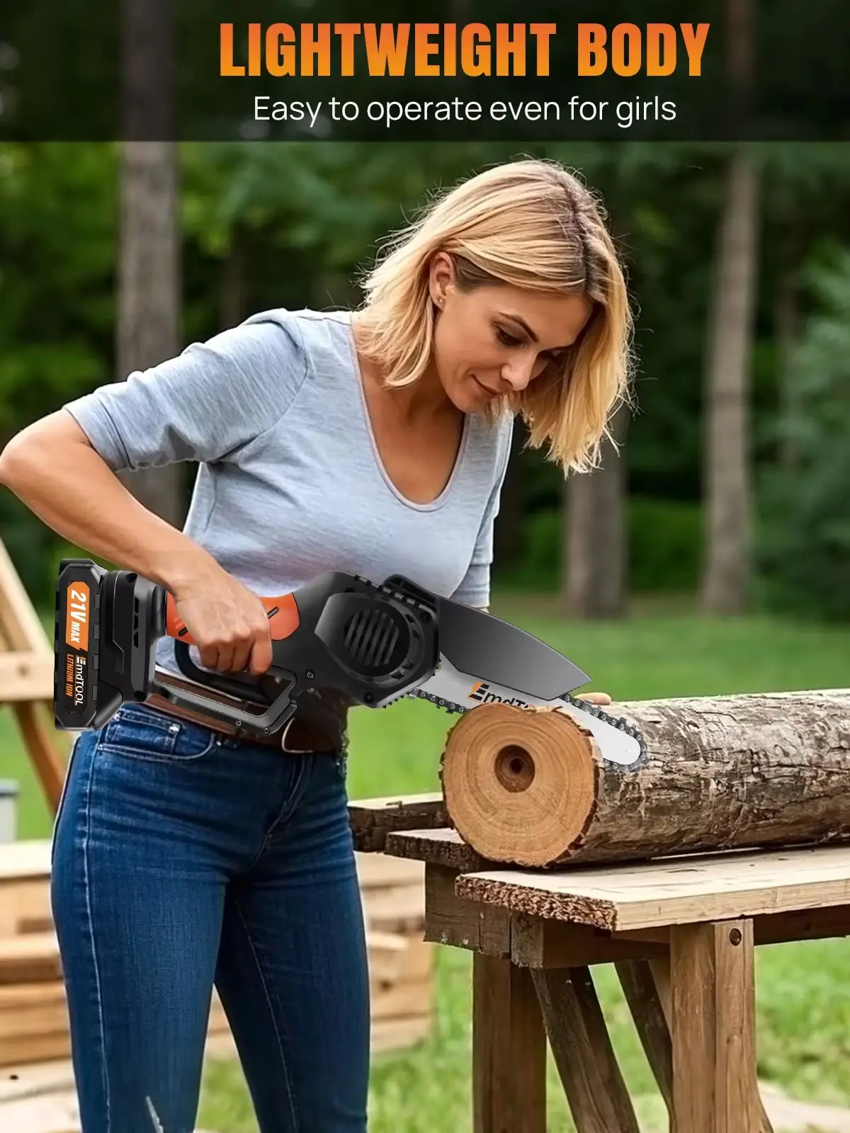 Mini-Kettensäge Kabellos 6 Zoll mit Li-Ionen-Akku, Leistungsstarke Elektrische Kettensäge mit 1 Kette und Sicherheitsverriegelung, Handliche Kleine Kettensäge für Holzschnitt, Baumschnitt,