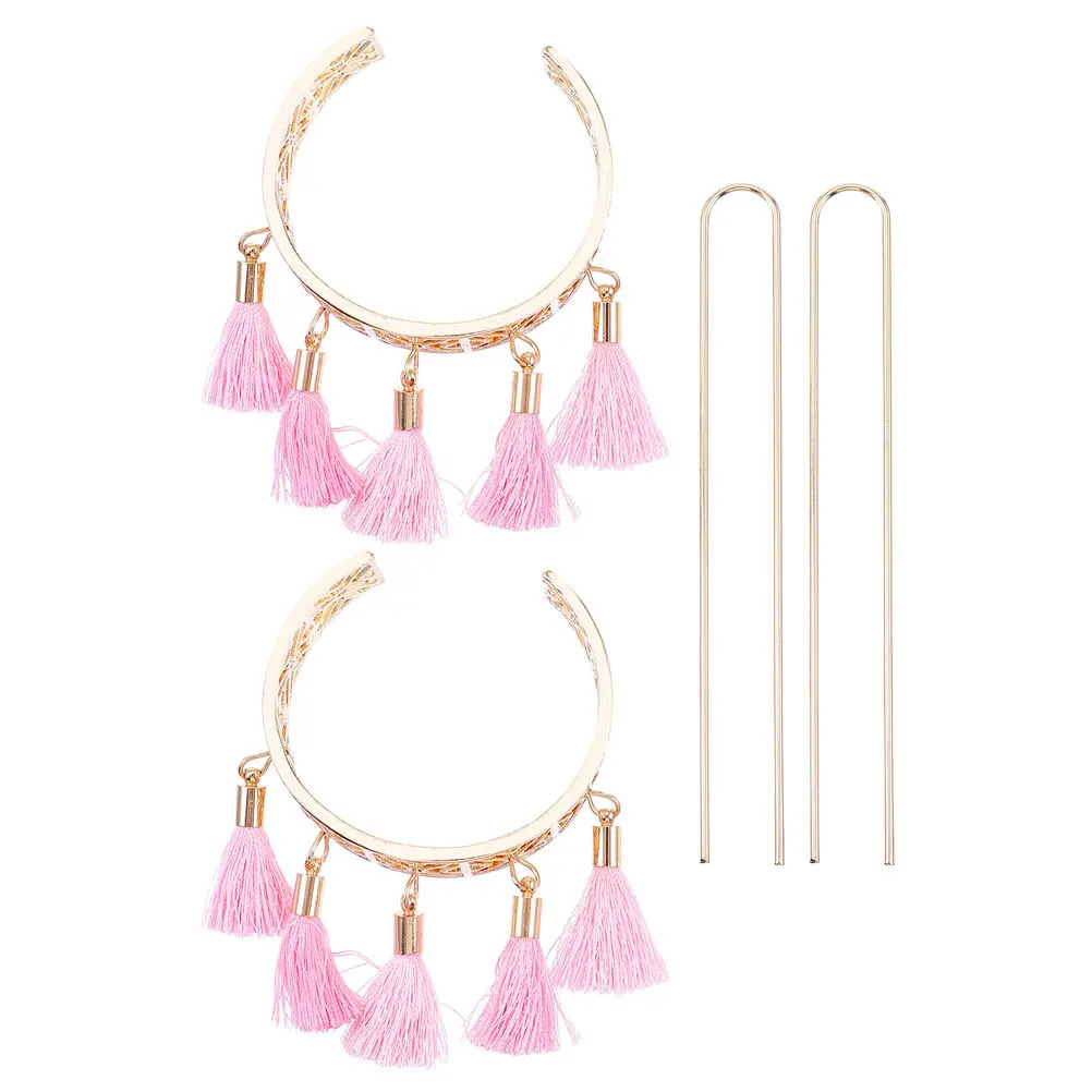 

2Pcs Vintage Tassel Hairpin Floral Hollow Hair Clip Elegant Women Headwear for Wedding Party Daily Hairstyling