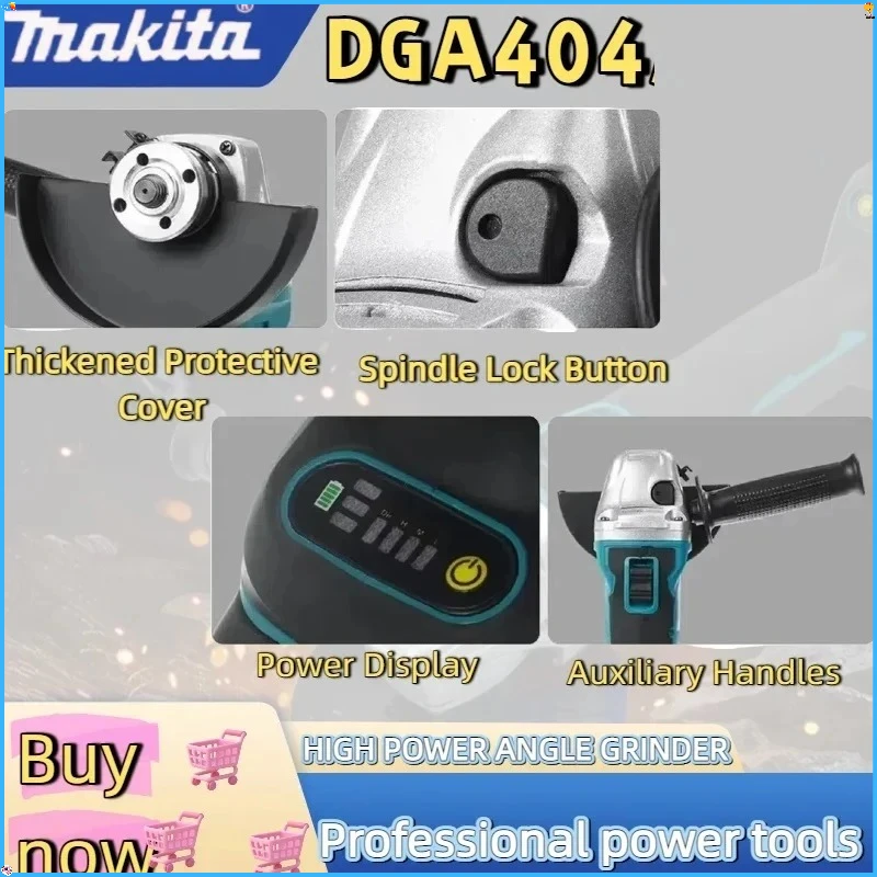 Makita 18V DGA404 Brushless Lithium Electric Angle Grinder Rechargeable Cutting Machine High Power Machine Power Tool