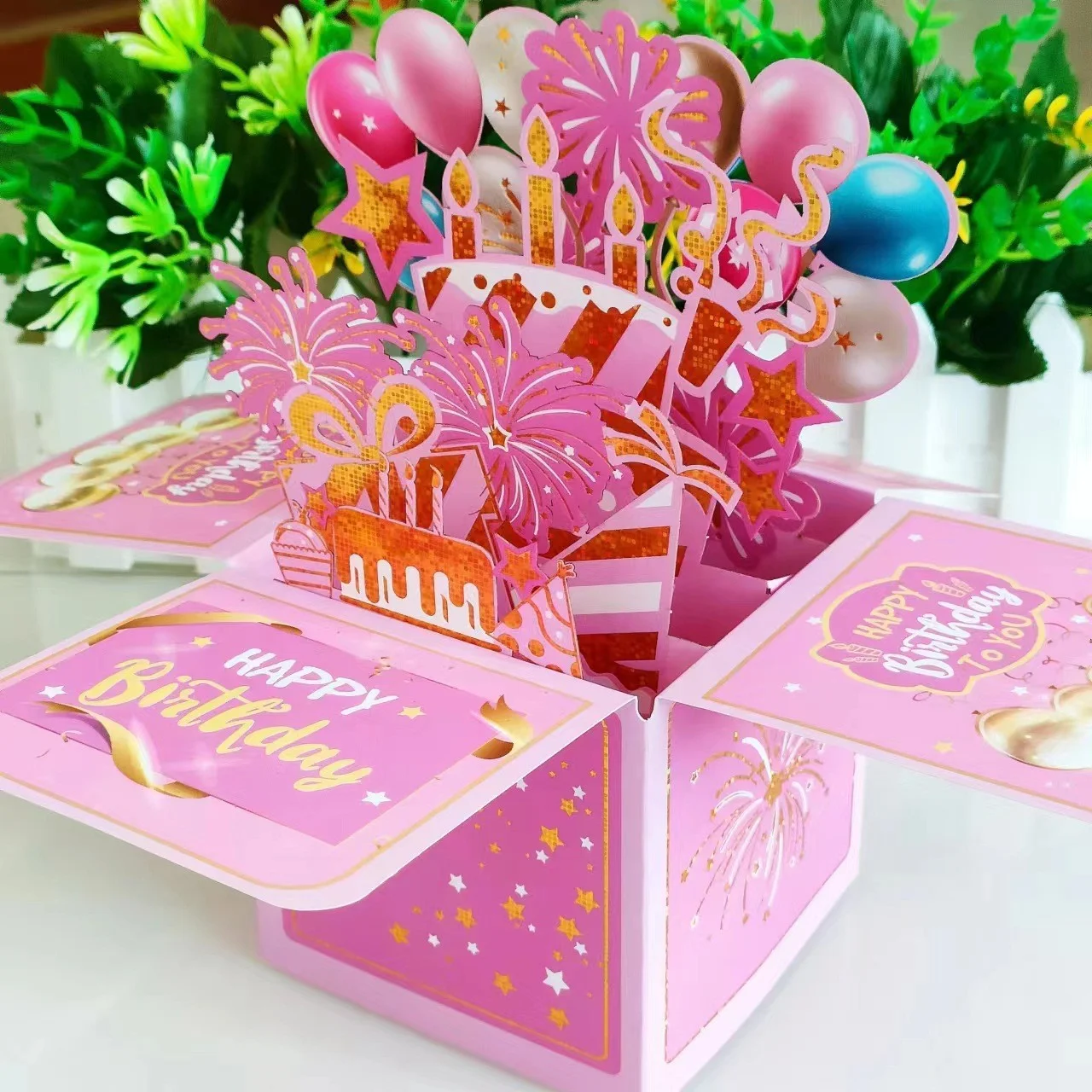 3D Pop-Up Geburtstagskarte Geschenk Grußkarten für Geburtstag mit Umschlag Segenswunsch-Postkarte Party-Geschenke
