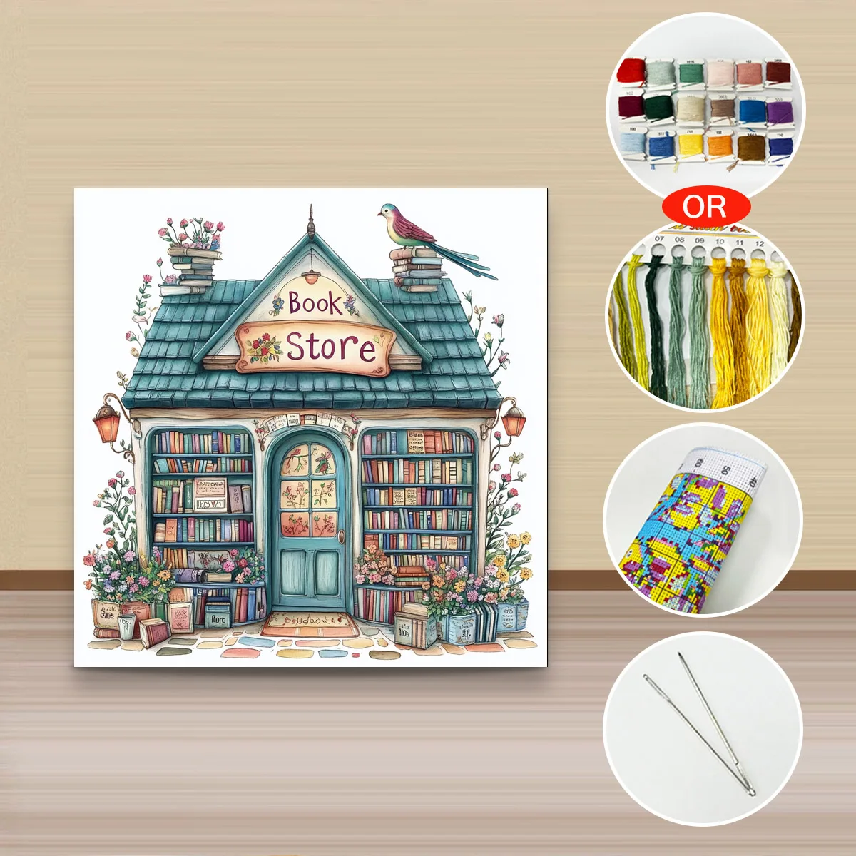 1 Stück 40x40 cm/15,74 Zoll, 11CT/14CT Kreuzstich-Set, DIY Valentinstagsgeschenk, Stickerei-Set für Festivals, Stadt – Detail 4