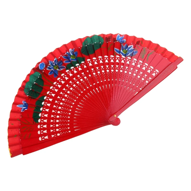 Flower Folding Fan Smooth Open and Close Dance Fan For Festival Performances Hand Painting Art Fan drop ship