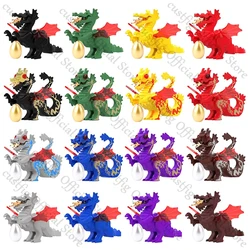 Medieval Castle Knight Battle Dragon Figures Building Blocks Military War Soldiers Mounts Animals MOC Model Bricks Kids Toy Gift