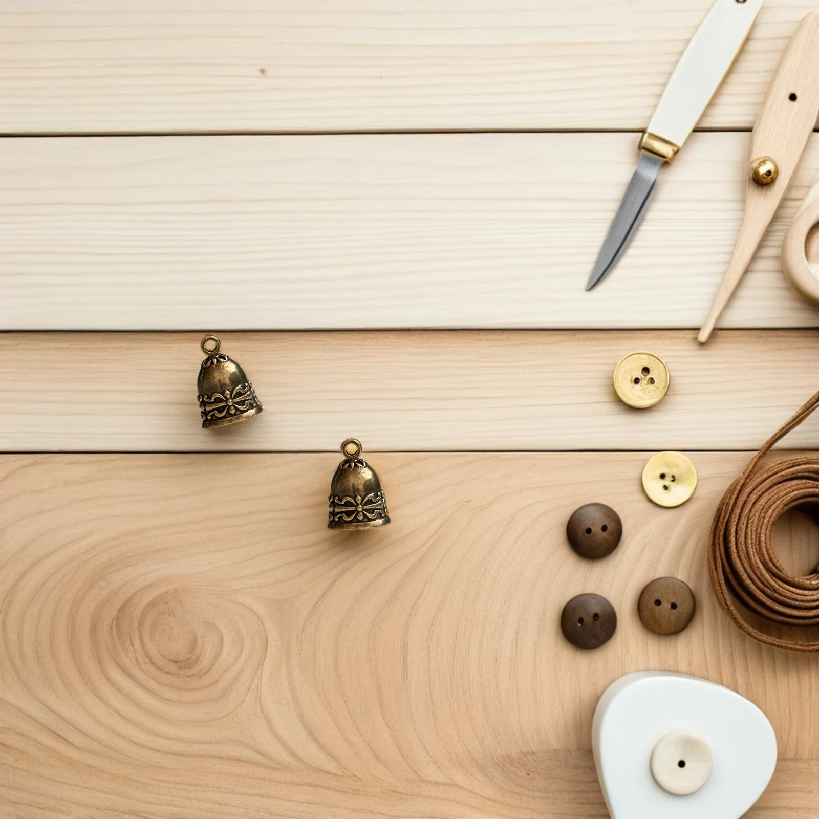 

6Pcs Brass Bell Pendants - Vintage Small Hanging Bells for DIY Wind Chime Craft Jewelry Garden Decorative