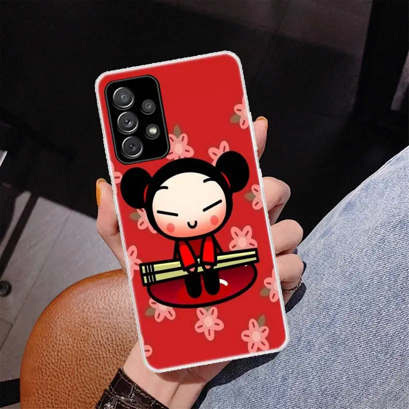 Cute Cartoon Pucca Garu Cover Phone Case For Samsung Galaxy A55 A54 A53 A52 A15 A14 A13 A12 A35 A34 A33 A32 A25 A24 A23 A22 A04S