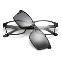 Small Square Frame 2 In1 Magnetic Clip On Glasses Frames Stylish Outdoors Cat Eye Eyeglasses Fashion Polarized Sunglasses