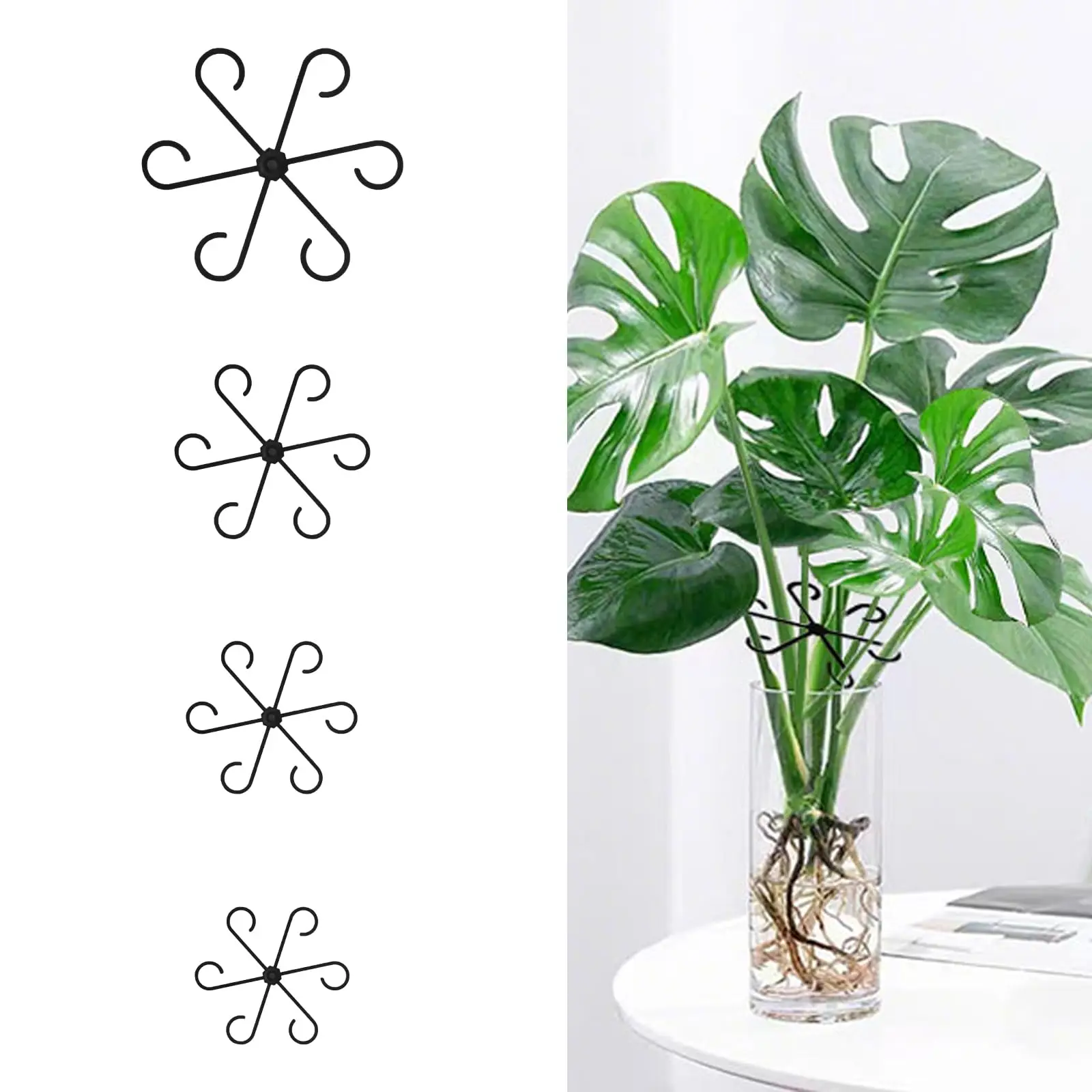 24 Stück schwarze Pflanzenstützringe – Kunststoffhalter für Monstera-, Rosen- und Zimmerpflanzen