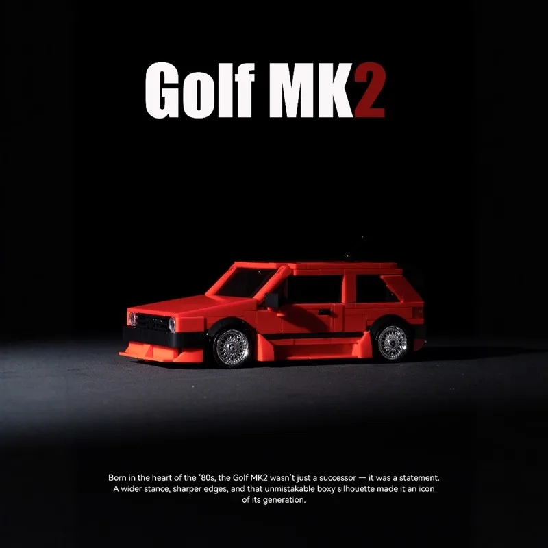 الأحمر جولف MK2 سيارة اللبنات MOC سرعة نموذج مركبة الطوب أفكار التكنولوجيا العالية مجموعات الالعاب لتقوم بها بنفسك هدية للبالغين الهواة