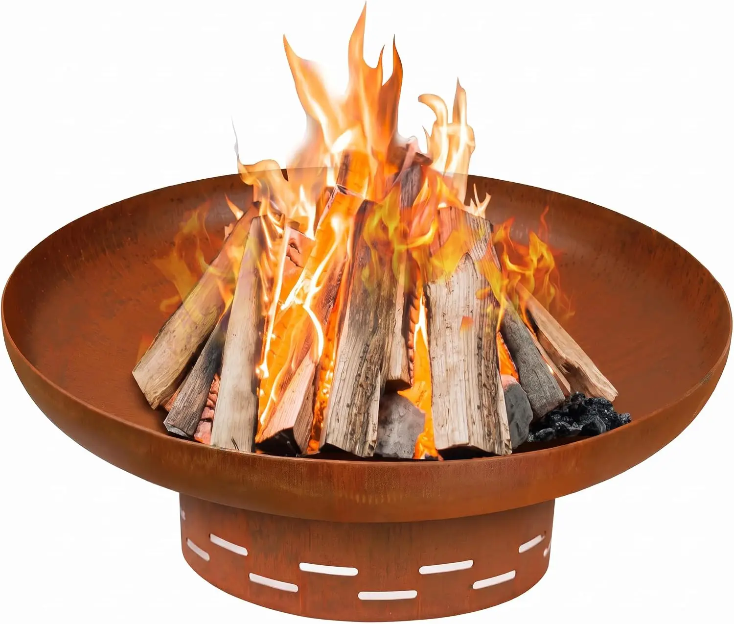 35.5 Inch Large Round Wood Burning Fire Pit Outdoor Firepit Bowl Heavy Duty Metal Bonfire Fireplace For Backyard Patio Camping Garden Terrace Rust Finish Black 1 Pack