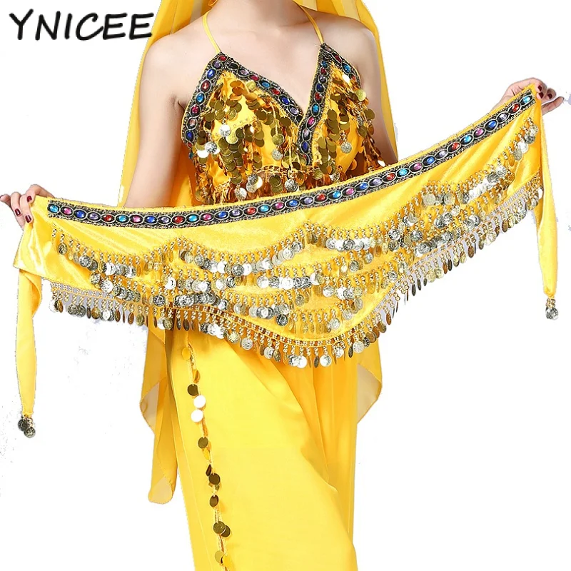 Dame Buikdansen Hippe Sjaal Volwassen Billen Wrap HulaBelt Rok Accessoires met Golf Munten Kleurrijke Kralen Fluwelen Heupkettingen
