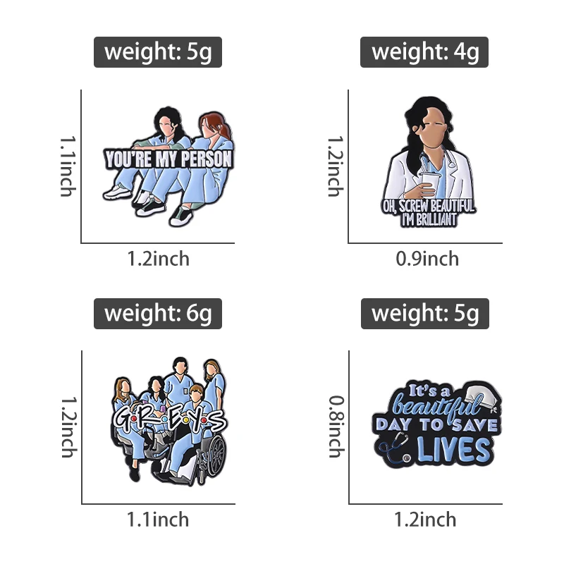 Medical  Love Drama TV Series Enamel Pins It's a Beautiful Day to Save Lives You Are My Person Brooch Lapel Badge Accessories view 6