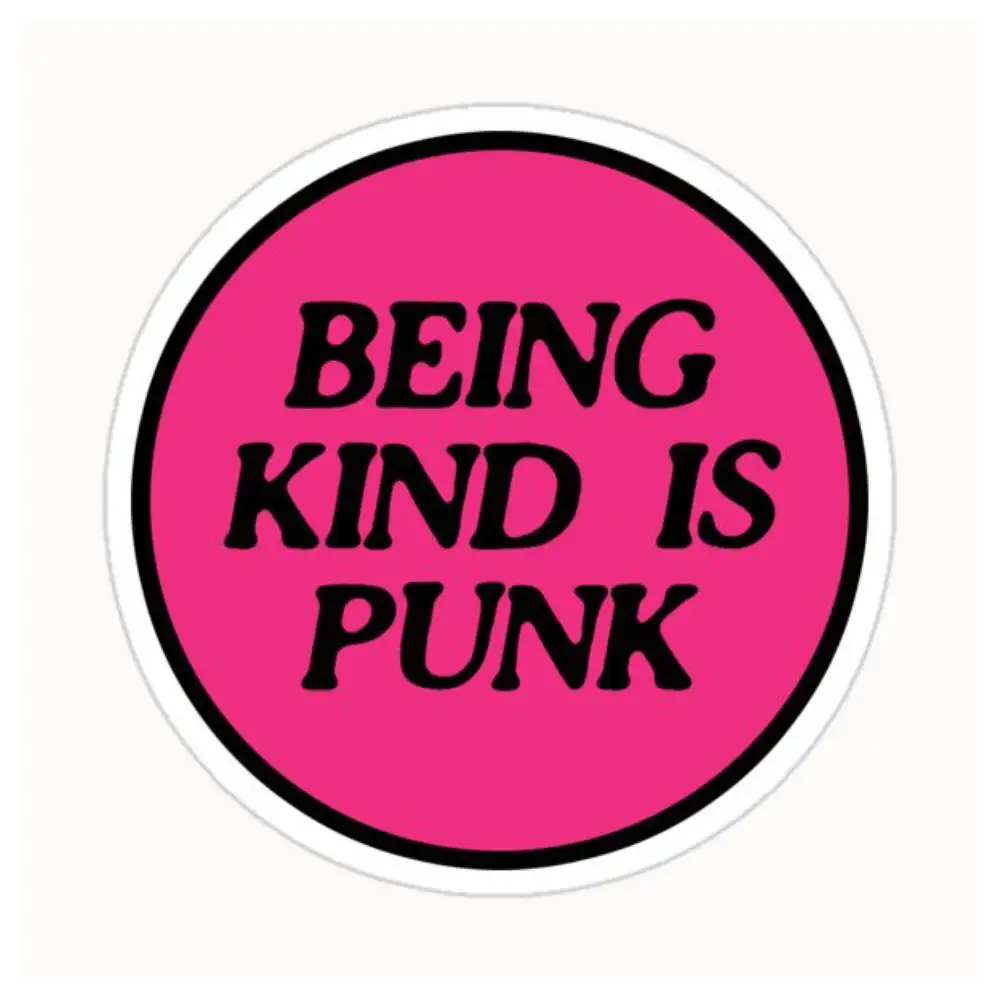 Being Kind Is Punk Pink 2 Waterproof Stickers For Decorating Car Windows Motorcycles And Computers.