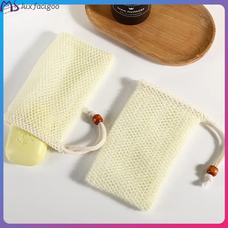 Natural Sisal Soap Bag Saver Pouch Bar Soap Exfoliating Mesh Bags for Shower Soap Holder Bubble Foam Net Pocket