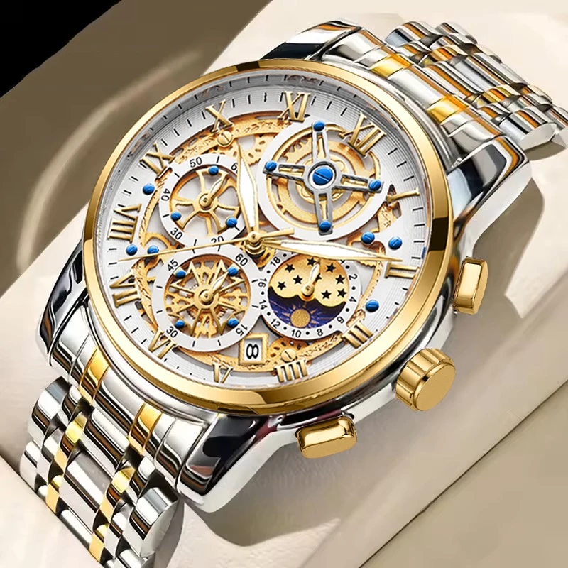 

Новые креативные спортивные часы-хронограф LIGE с полым циферблатом для мужчин, модные деловые часы, водонепроницаемые, светящиеся, кварцевые мужские часы