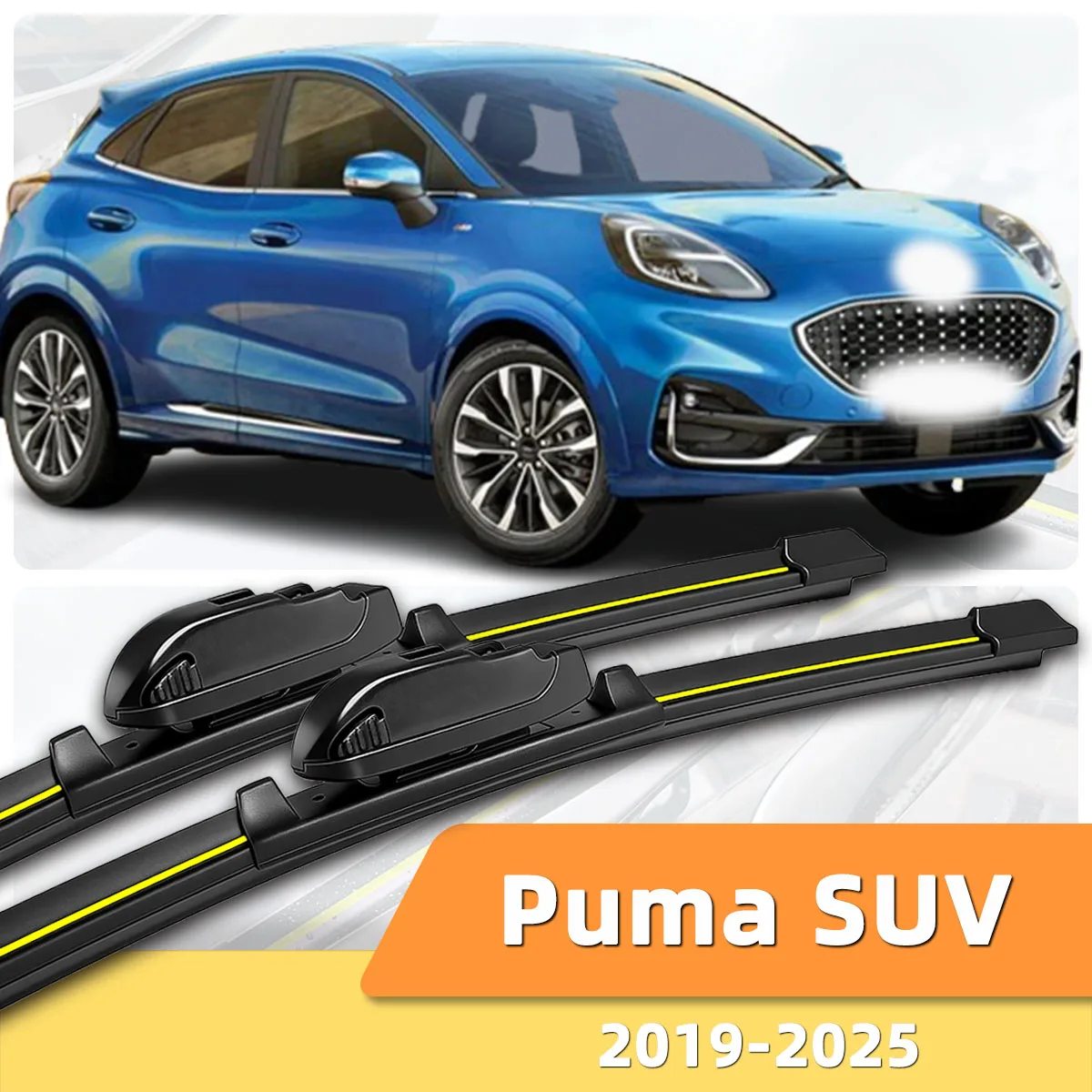 2PCS Wiper Front Windshield Wiper Blade Suitable For Ford Puma SUV (2019-2025) Natural Rubber High-Definition Durable Car Wiper