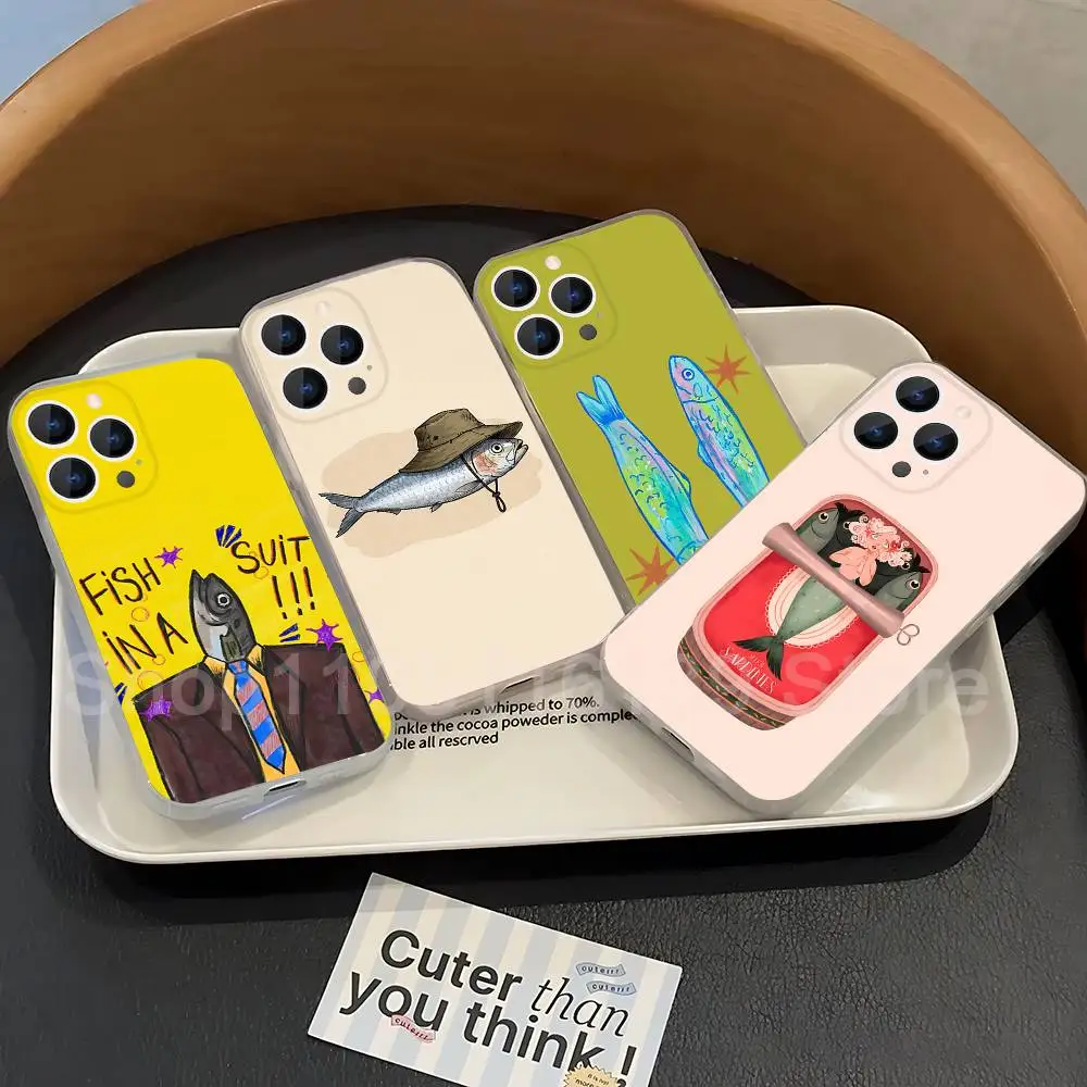 

Fish Funny Sardines Phone Case For iPhone 17,16,15,14,13,12,11 Pro,Max,Plus,X,XS,XR,SE4,E Mini Transparent Soft Cover