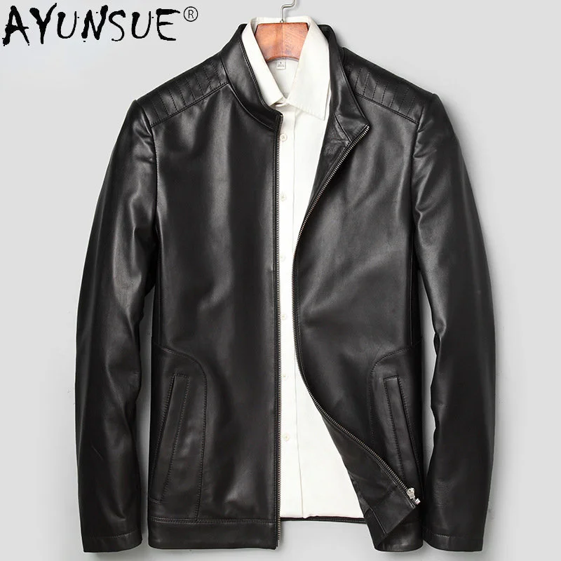 

Natural Leather Jacket Men Genuine Sheepskin Business Casual Jackets Male Short Spring Autumn Thin Clothes Chaquetas FCY