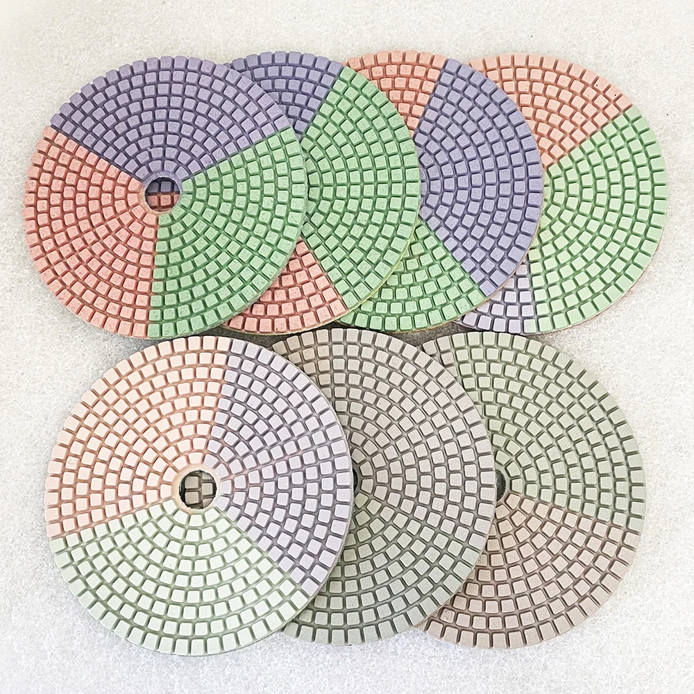 3-Color 4 Inch 100mm Diamond Wet Polishing Pads For Stone Marble Granite Quartz Grinding Diamond Tool