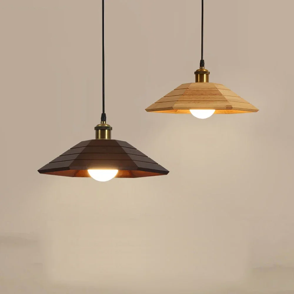 

Modern solid wood bedside chandelier led restaurant light simple corridor corridor Chinese walnut bar lighting Northern Europe