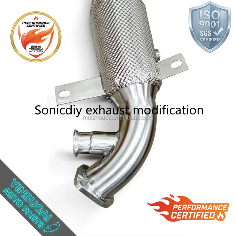 SS304 Catted Downpipe for Alfa Romeo Giulia Stelvio 2017-2021 2.0T Heat Shield Direct Fit Performance Exhaust Upgrade