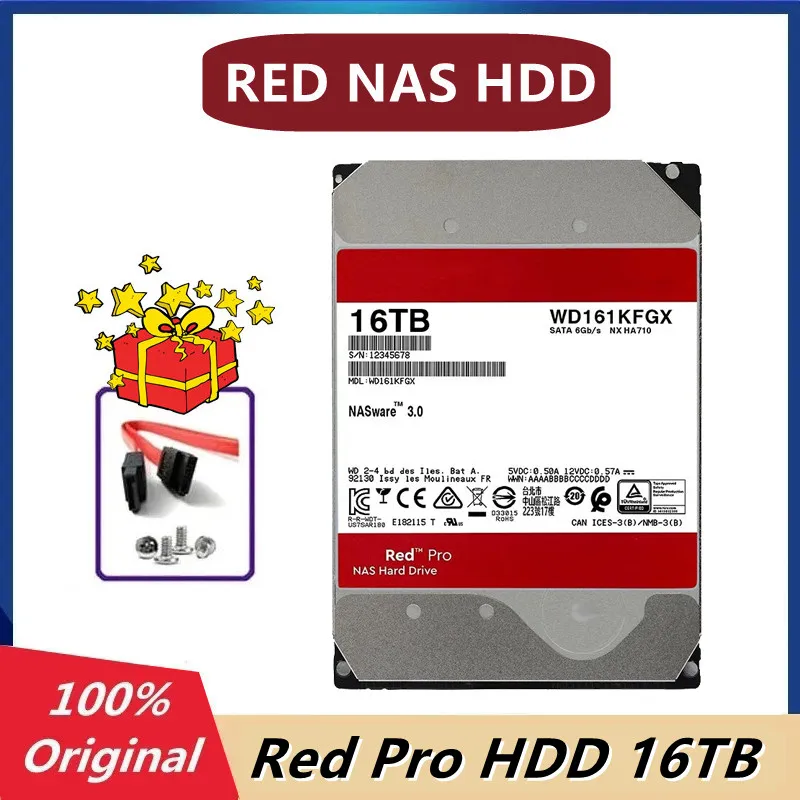 100% Original 16TB Red Pro NAS Internal Hard Drive HDD 7200RPM SATA 6Gb/s CMR 512MB Cache 3.5