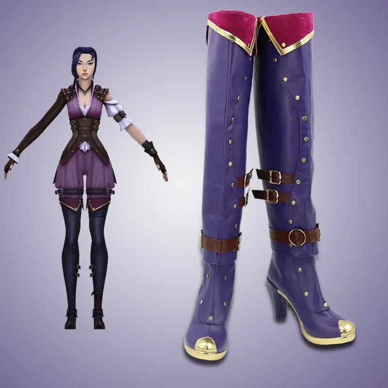 

New Game LOL Cosplay Shoes Arcane Caitlyn Boots accesorios de disfraz de fiesta de Halloween hechos a medida