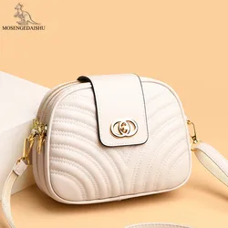 3-layer Pocket Women Small Handbag Designer Fashion Solid Color Shoulder Crossbody Bags for Women 2023 Soft Leather Purse Female