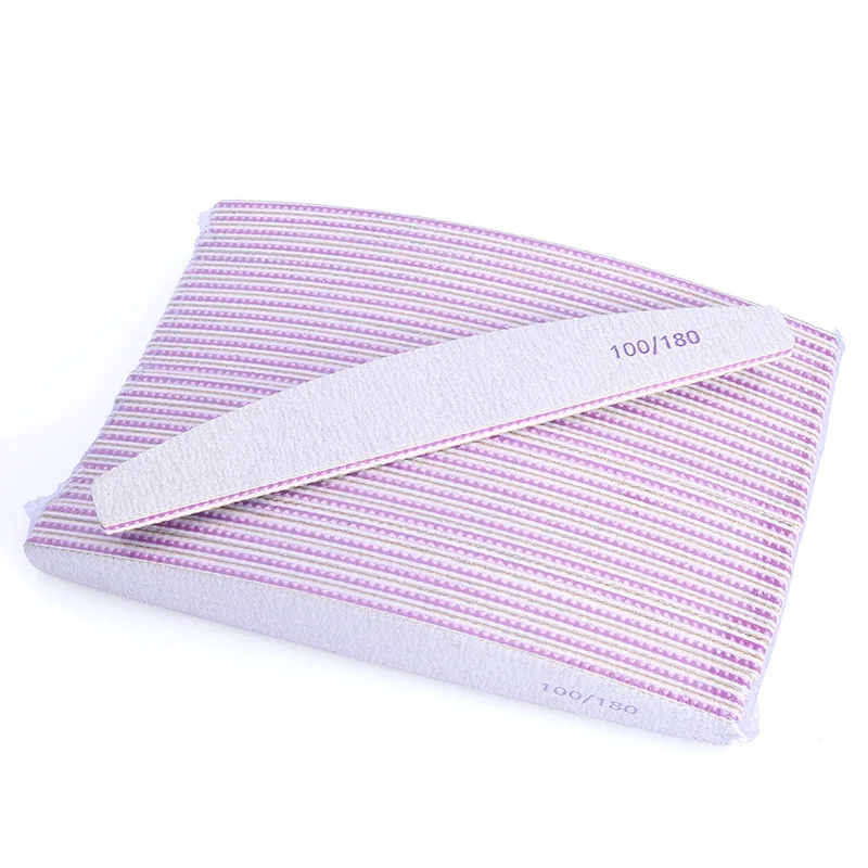Nail File Buffer 100/180 Grit Half Moon Nail Files Double Side Sandpaper Nail Sanding Grinding Gel Nail Polish Manicure Tool
