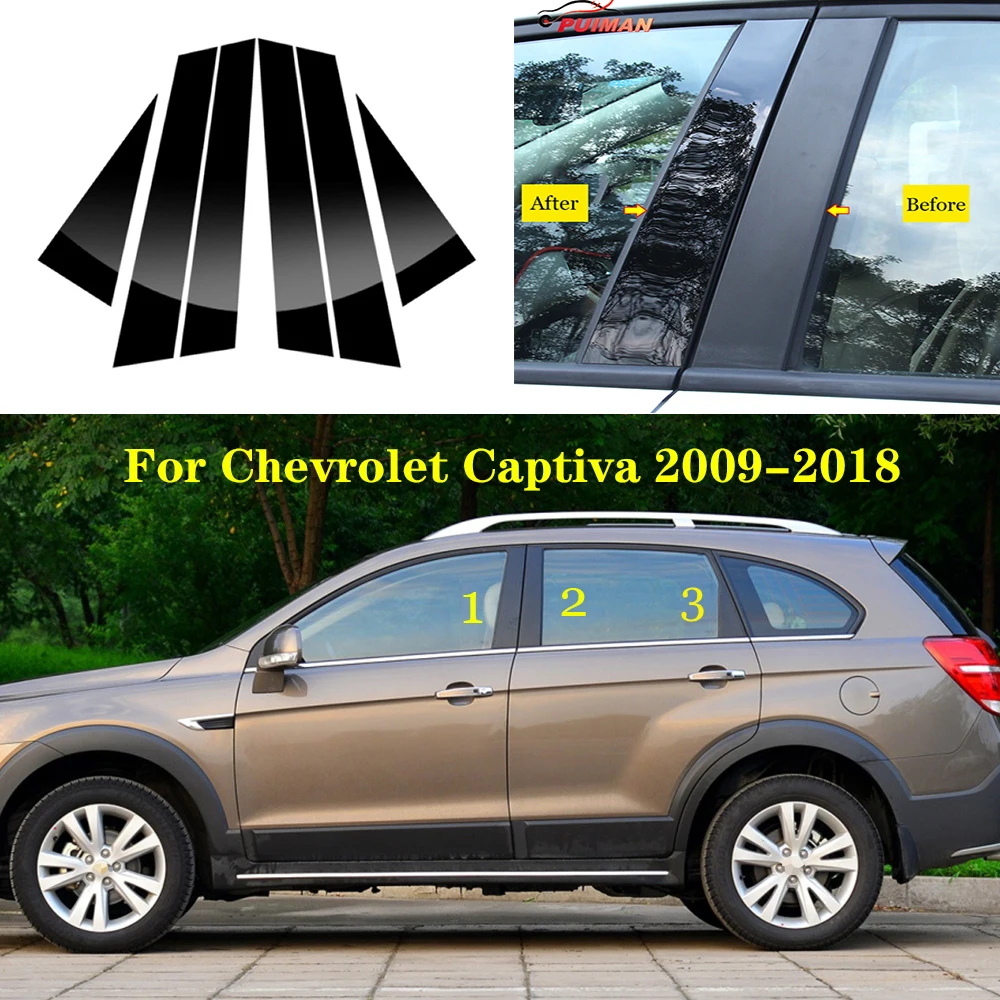 

Новое поступление 6 шт. полированные столбы для стойки подходят для Chevrolet Captiva 2009-2018 отделка для окон BC столбик стикер хромированный Стайлинг