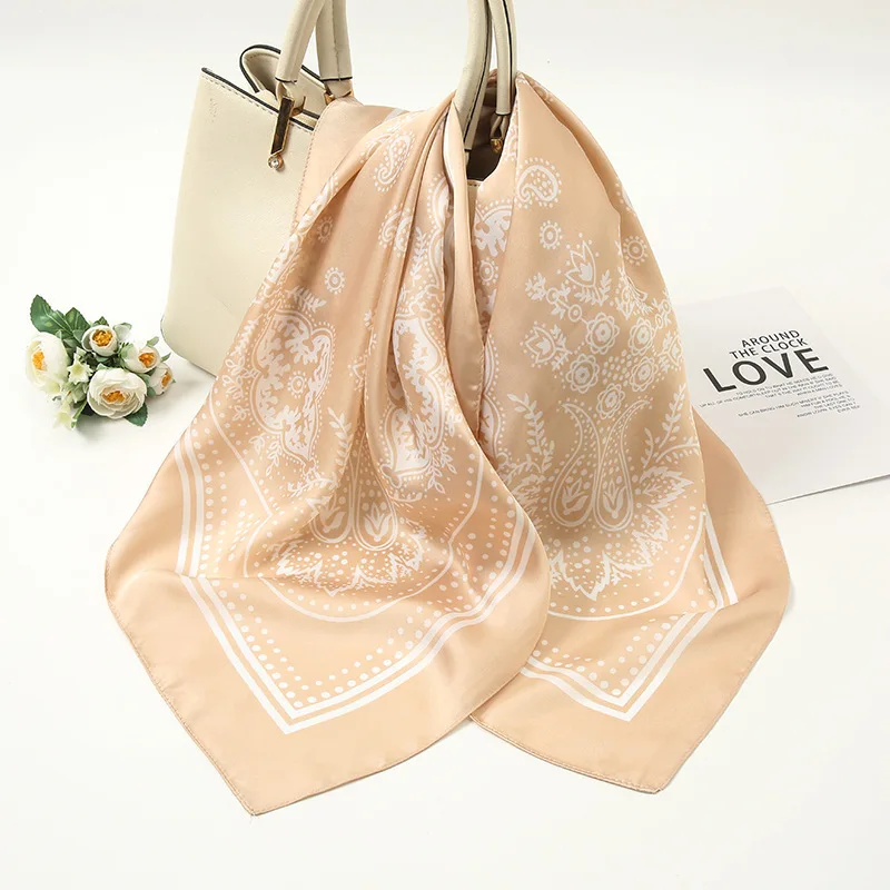 Square Scarf Satin Paisley 90cm Minimalist Lightweight Head Wrap Versatile Chic Street Style Accessory for Women Daily Gift