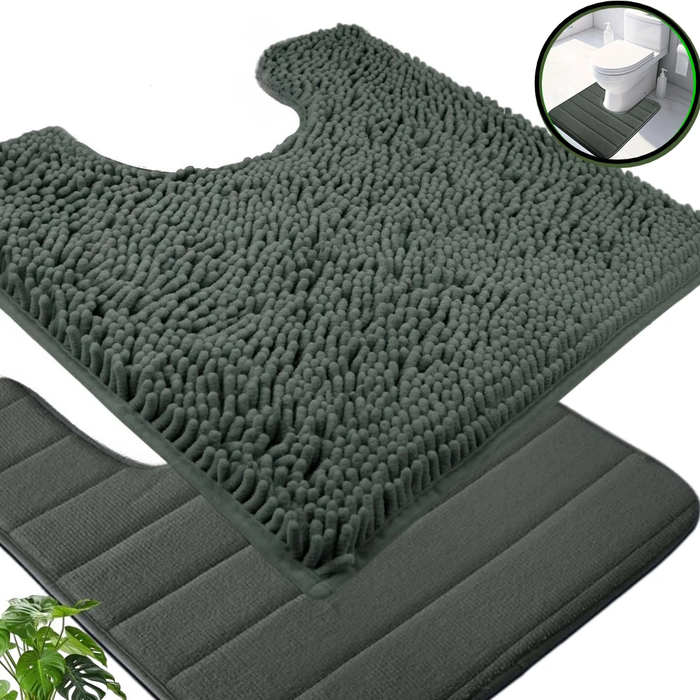 U-Shape Toilet Mat Non-Slip Shaggy Soft Pedestal Mat for Bathroom, Water Absorbent Bath Mat Oilet Mat for Floor Dry Pedestal Mat