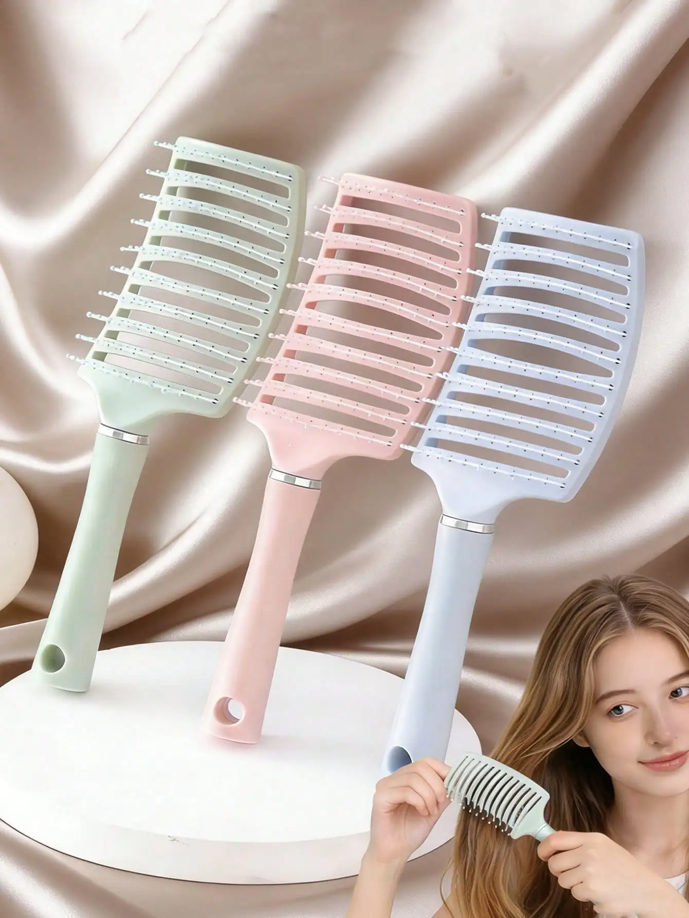 

2-In-1 Macaron Color Air Cushion Massage Comb, Wet/Dry Dual Use Scalp Massager Brush, Creates Voluminous Hairstyles, Ergonomic Soft Air Cushion Design Gently Detangles, Lightweight & Portable For School, Travel, Vacation, Business Trip And Daily Use