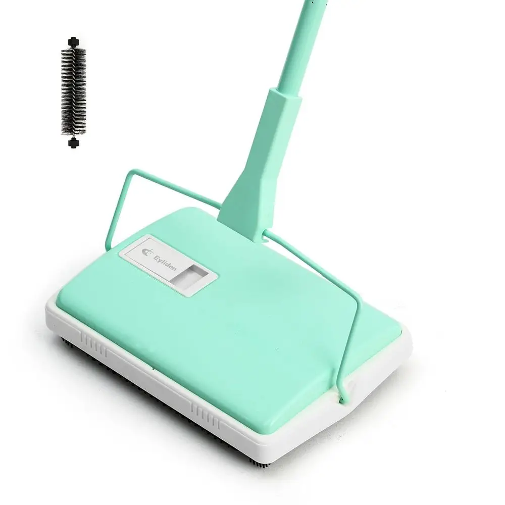 

X-Large Manual Carpet Sweeper - Silent, Non-Electric, Push Broom for Rugs with Extra Roller Brush, Ideal for Restaurants (Mint)