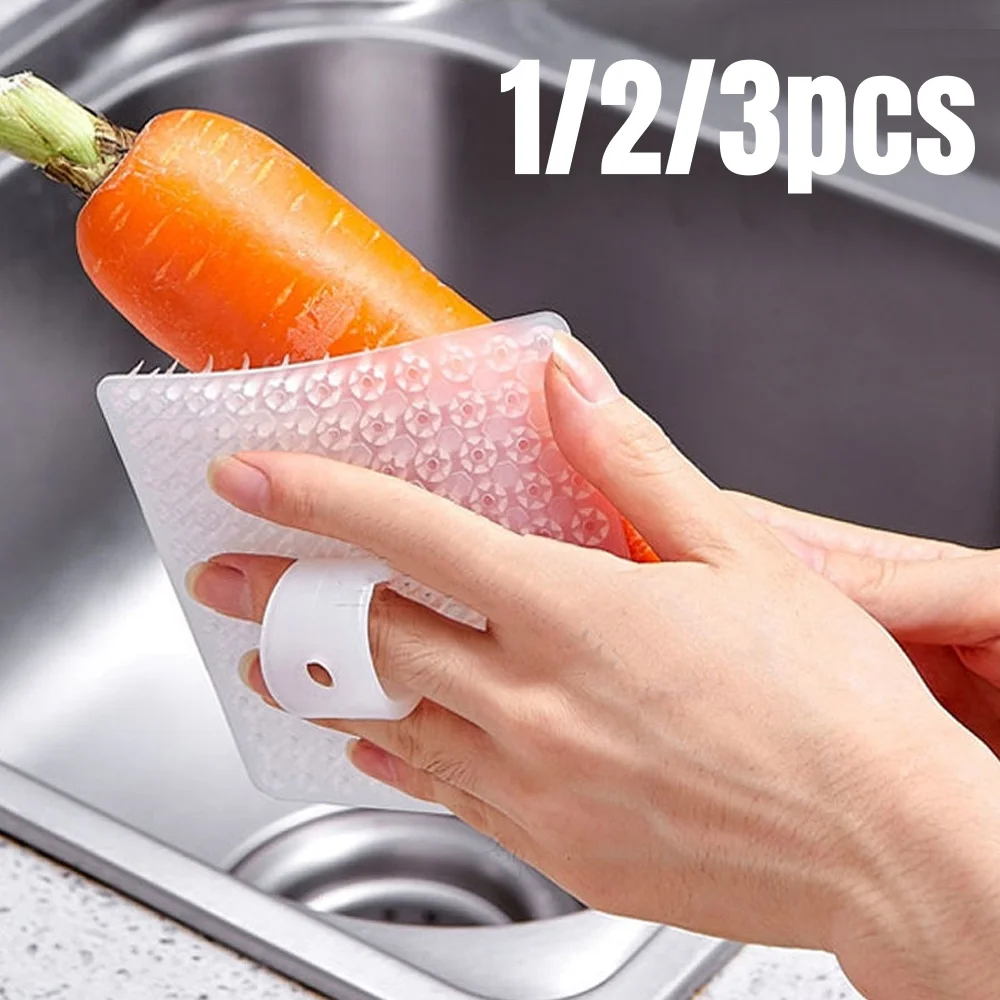 1/2/3Pcs Kitchen Cleaning Tools Silicone Dish Scrubber Crevice Brush Household Fruit Vegetable Clean Brush Cleaning Accessories