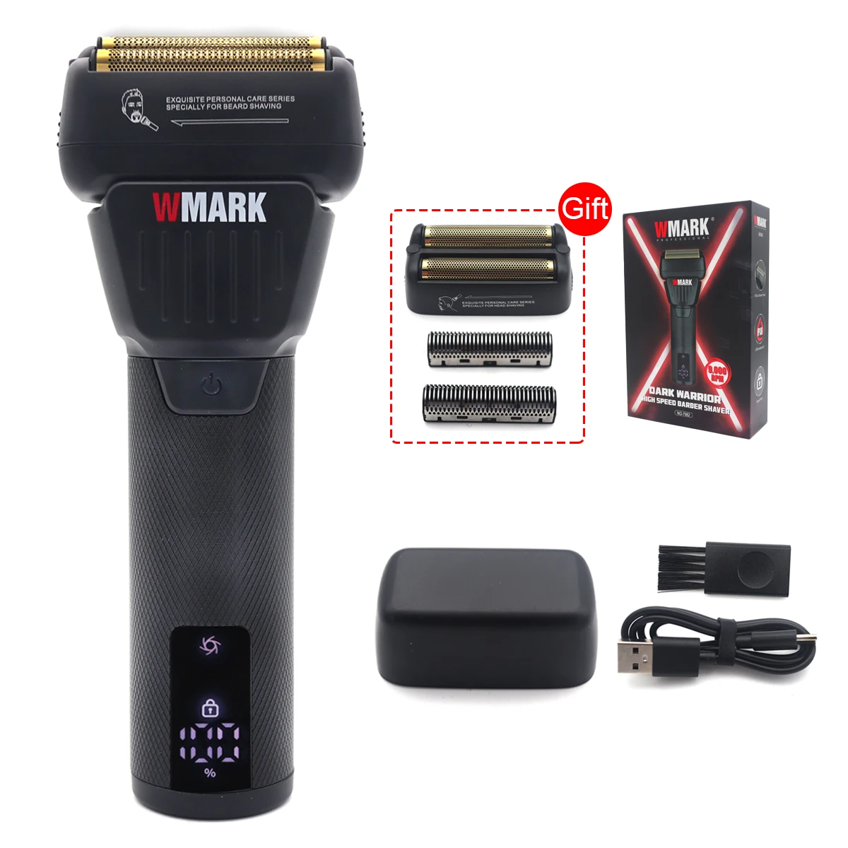 WMARK NG-7982 Men's Electric Shaver 9000RPM Double Foil LED
