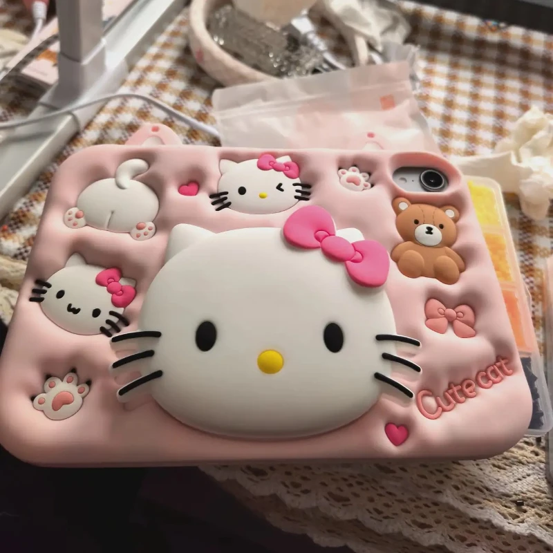 Cute Sanrio HelloKitty Silicone IPad Case for 11/9/Air5/6/7 with Kuromi My Melody and Cinnamoroll Kawaii Anime Holiday Gift view 5