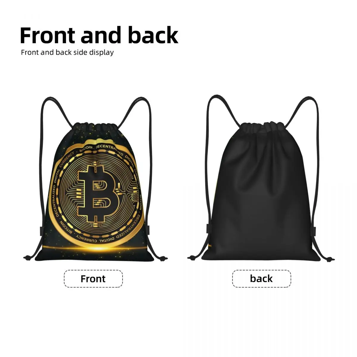 Bitcoin Crypto Cryptocurrency Drawstring Backpack Bags Women Men Lightweight Blockchain Btc Gym Sports Sackpack Sacks for Yoga