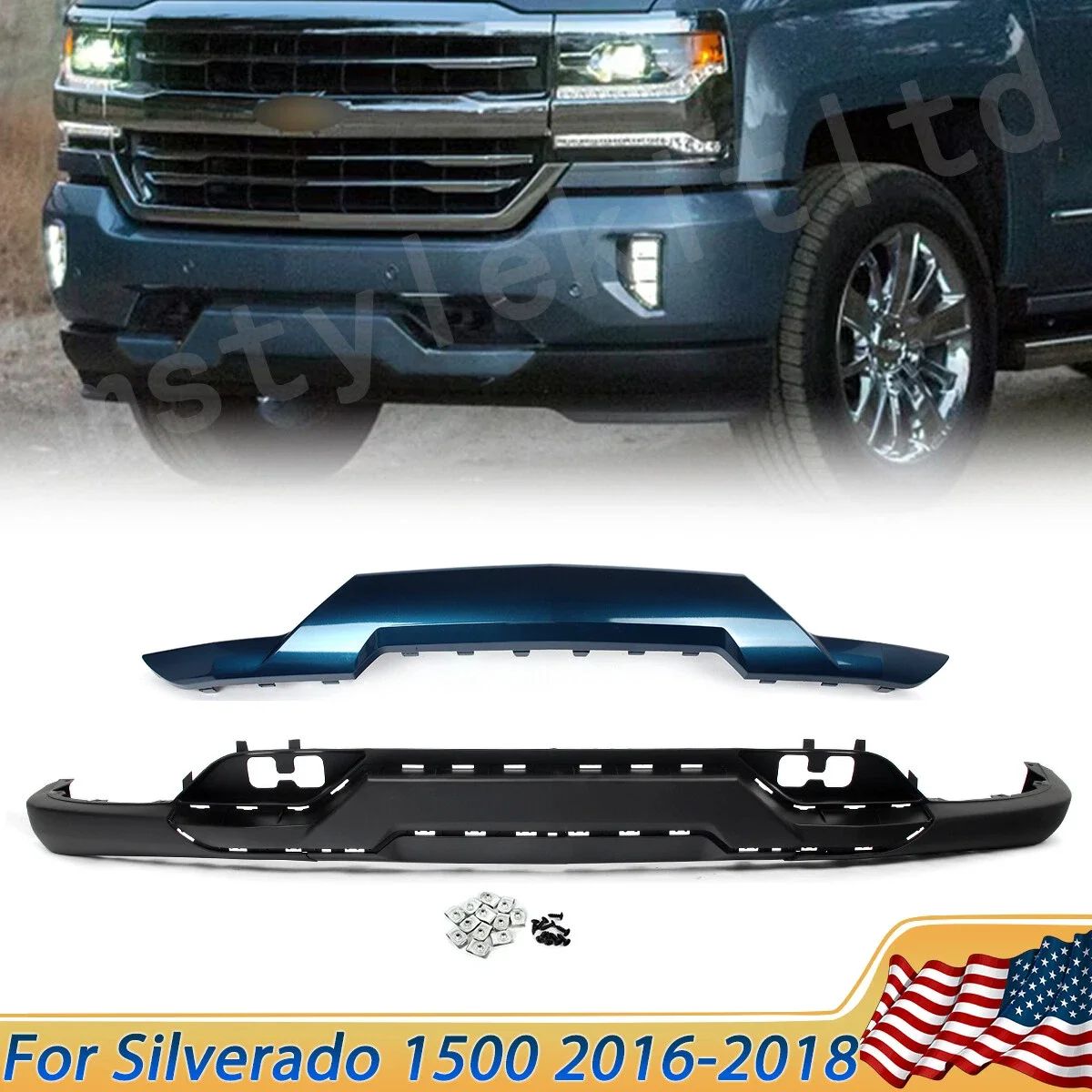 

Нижняя защитная пластина переднего бампера для Chevy Silverado 1500 2016 2017 2018 Deep Ocean Blue, накладка на передний бампер 23243083, GM1044128