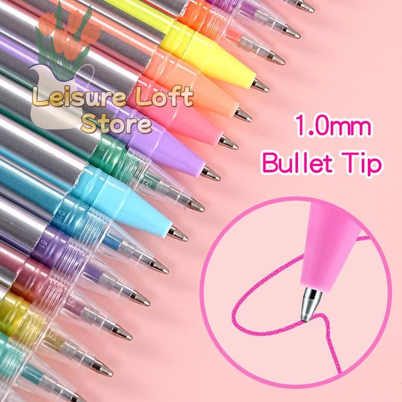 Glitter Gel Pen Set 6 12 18 Colors for Student Note Taking Highlighter Gel Pens for Planner Creative Journaling