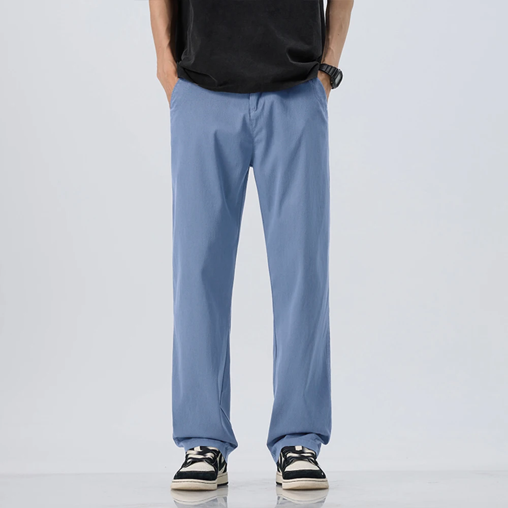 Lyocell Ultra-dünne Eisseiden-Hose für Herren, Sommer, locker geschnitten, kühl, atmungsaktiv, Alltag, Sport, Freizeit, modisch, koreanischer Stil – Detail 3