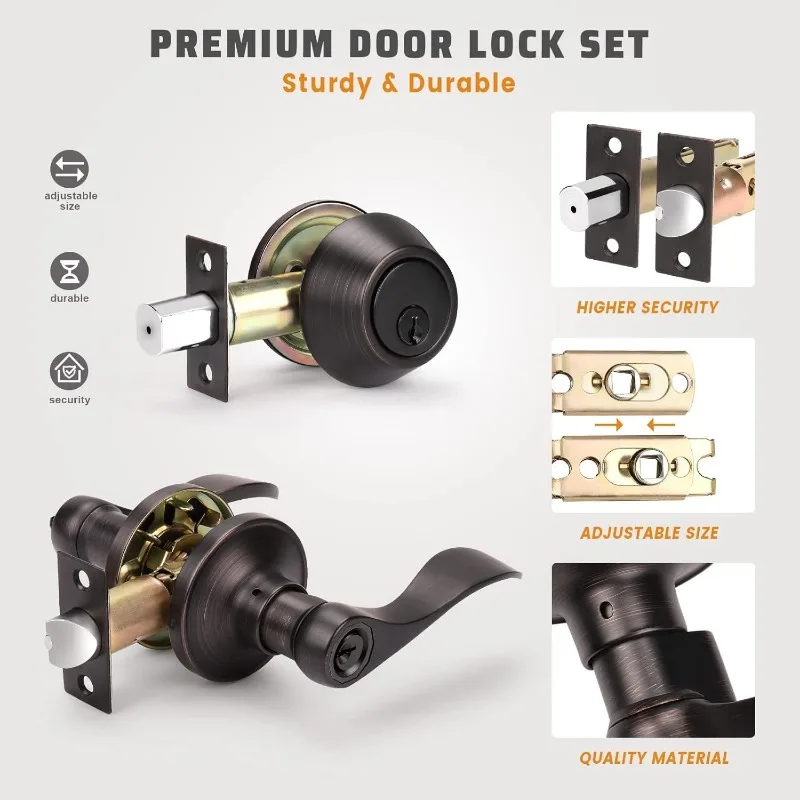 KNOBWELL 4 Pak Keyed alight tuas pegangan dengan satu silinder Deadbolt