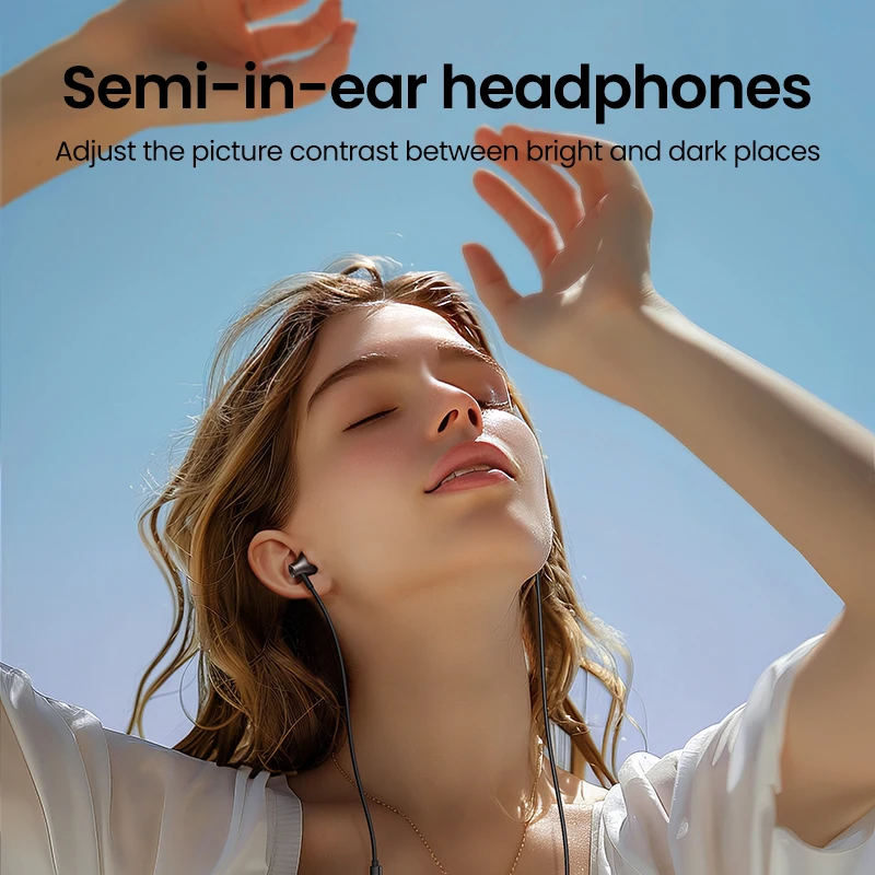 UGREEN Semi-open 3.5mm USB Type C Wired Earbuds with Microphone, Wired Earphones Headphones HiFi Stereo,For Most with 3.5mm Jack