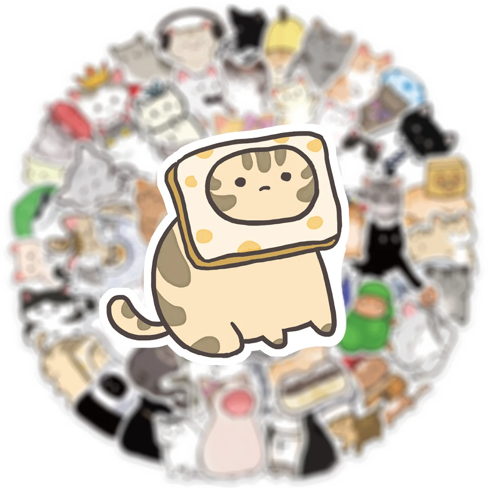 

10/30/55pcs Kawaii Q Version Cat Graffiti Stickers Cute Cartoon Decals Water Bottle Guitar Phone Laptop Waterproof Sticker Pack