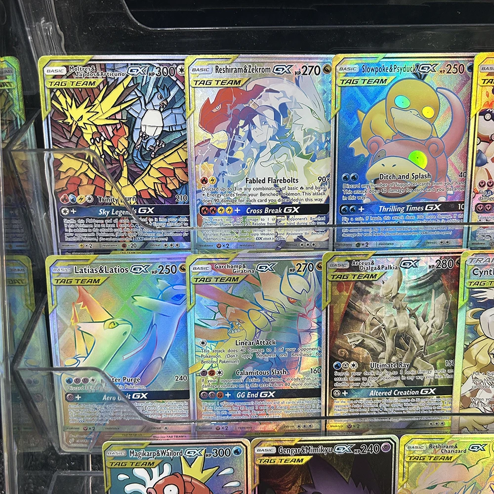 26 Nowych Projektów DIY PTCG TCG Kolekcja Kart Kreskówkowych TAG TEAM Latios Latias Gengar Karta Angielska Folia Refrakcyjna Kolorowa Efekt Flash Prezenty