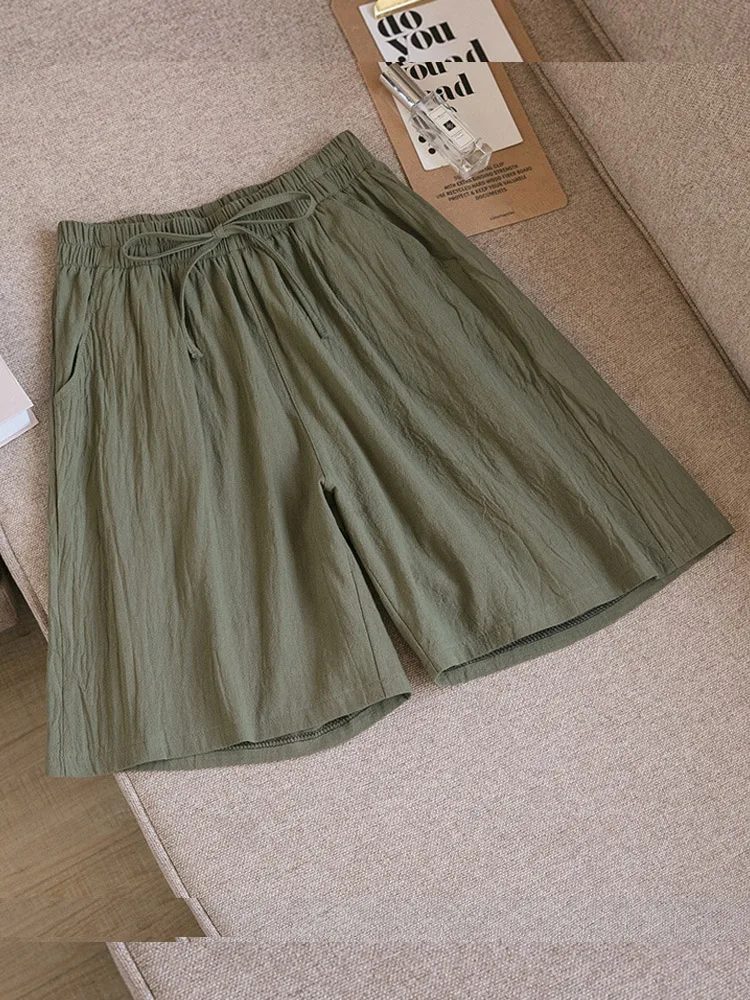 2024 Women Cotton Shorts,Summer Casual Solid Two Pockets shorts high waist loose shorts for girls Soft Cool female shorts - Image 5