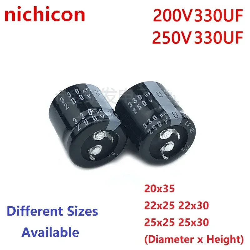 2Pcs/Lot Nichicon 200v330uf 250V330UF 20x35 22x25 22x30 25x25 25x30 Snap-in PSU Capacitor