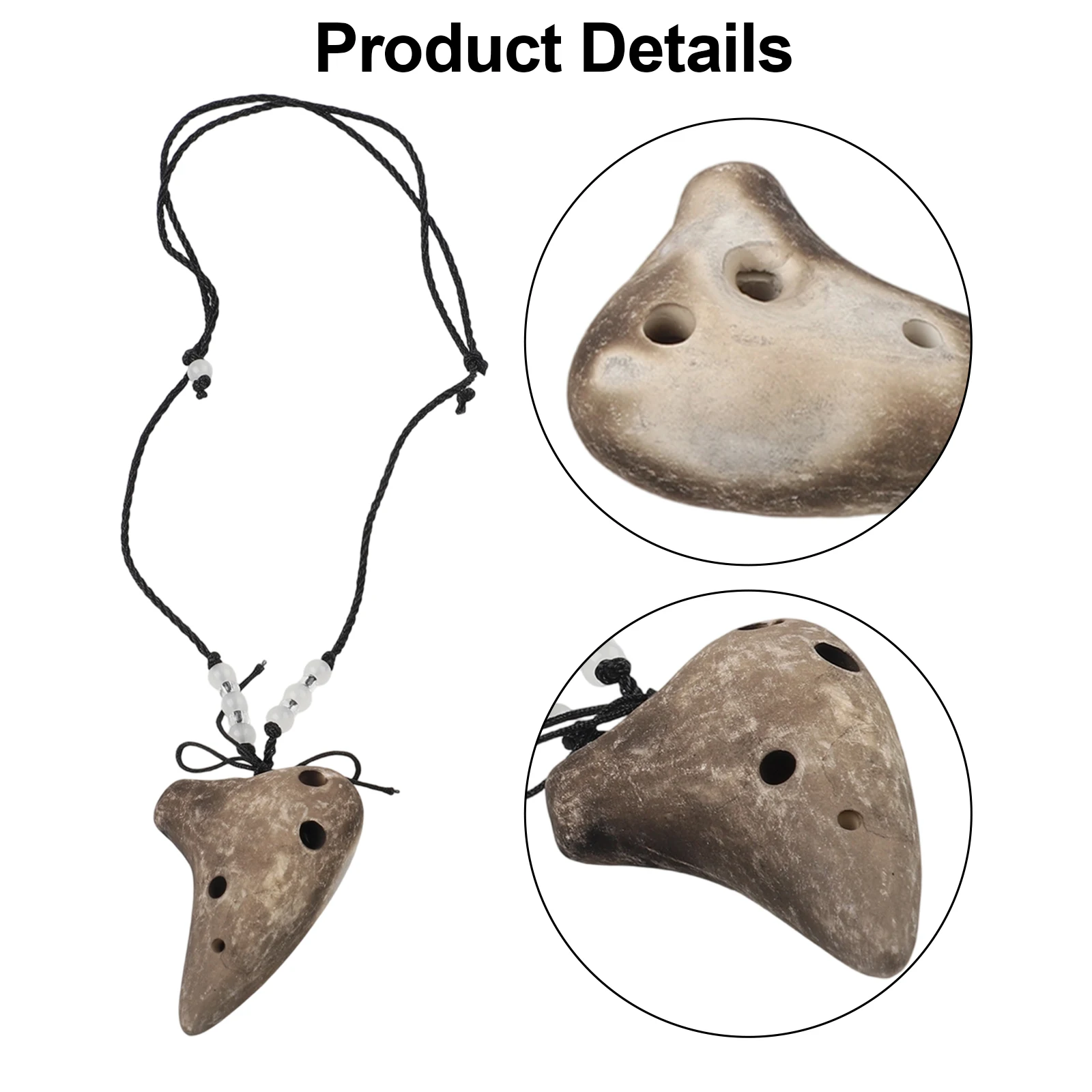 Dolomite Ceramic Ocarina with Soprano C Scale and 6 Holes Optimized for Early Music Education and Self-Practice
