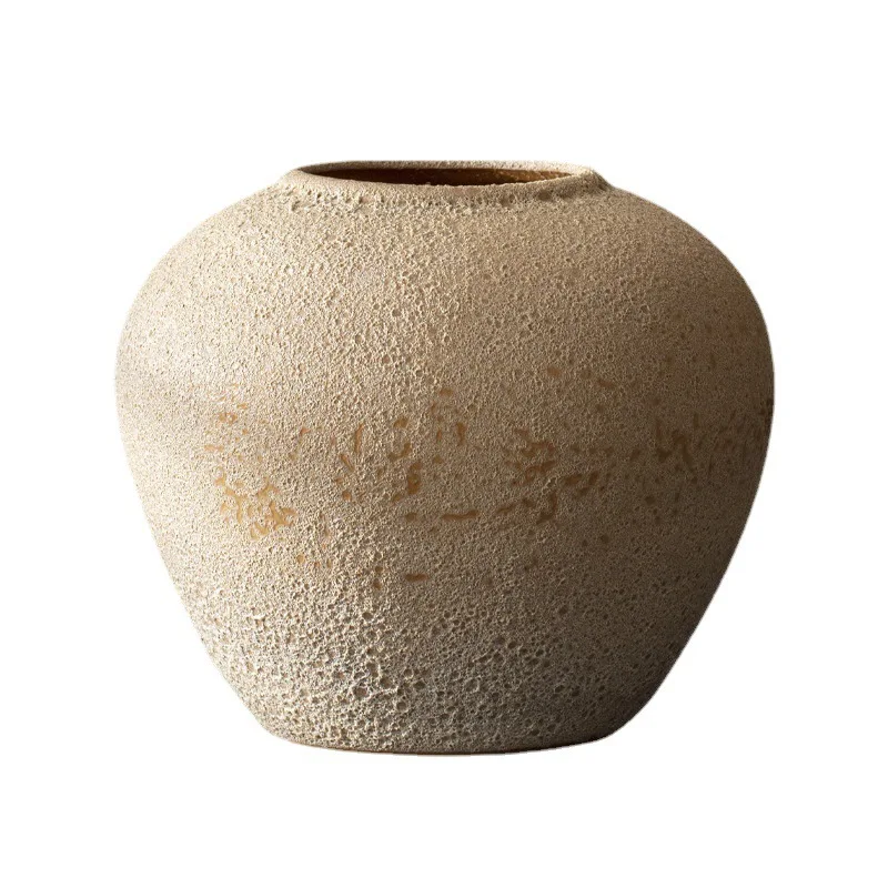 

Jingdezhen floor to ceiling ceramic large vase, retro and nostalgic, handcrafted rough pottery jar, living room